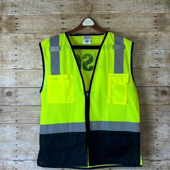 ML Kishigo Size Large Safety Works Neon Yellow Reflective Vest - Picture 3 of 6